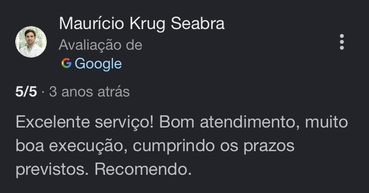 Captura da avaliação de Maurício Krug Seabra